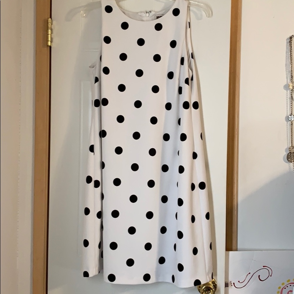 Anne Klein White Dress with black polka dots